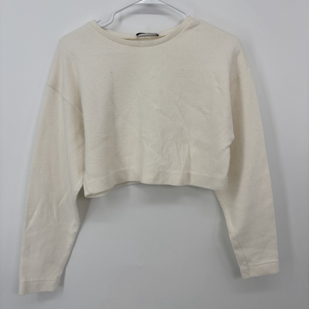 Zara Cream Knit Cropped Sweater Women's‎ Size Small